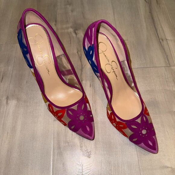 JESSICA SIMPSON Pink and purple floral high heels - Picture 3 of 5